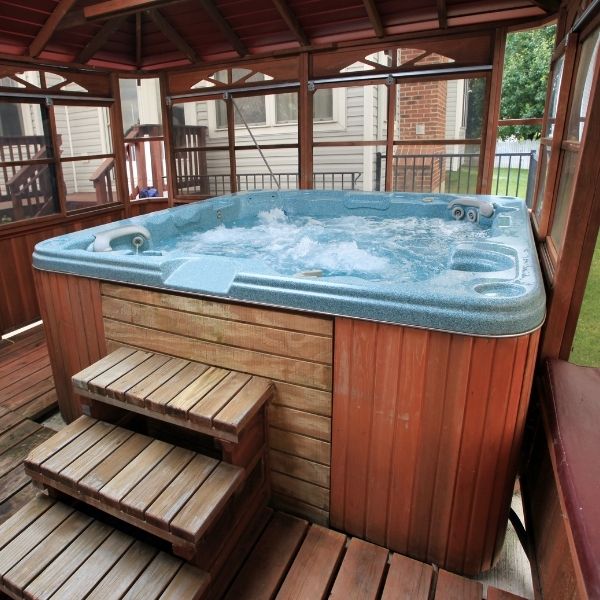 level your hot tub using wooden shims